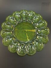 Vintage Indiana 11" Green Hobnail Carnival Style Glass Deviled Egg Oyster Plate for sale  Shipping to South Africa