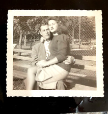 Vtg 1940 B & W Orig Velox Photo Young Women Sitting on Man's Lap in a Park 3 x 3 for sale  Shipping to South Africa