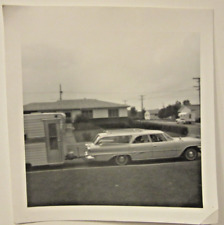 1960 DODGE DART Station Wagon com trailer campista, foto em preto e branco, 3 5/8" x 3 1/2" comprar usado  Enviando para Brazil