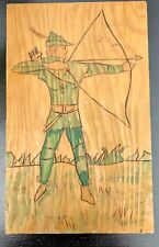 Arte vagabundo imagen lápiz y tinta Robin Hood 1939 flecha de arco, usado segunda mano  Embacar hacia Argentina