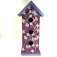 Usado, Casa para pájaros de madera púrpura en dificultades con flores para jardín colgante exterior hogar segunda mano  Embacar hacia Argentina