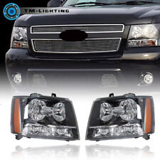 For Chevy Avalanche/Suburban/Tahoe 2007-2014 Black Halogen Headlights HeadLamps for sale  Shipping to South Africa