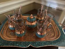 Persian Tea set Turquoise Stone & Copper   Made by Master Mr Aghajani,  NEW for sale  Shipping to Canada