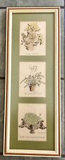 3 VTG Wendy Wheeler House Plant Framed Drawings Prints 1974 Avocado Green MCM for sale  Shipping to South Africa