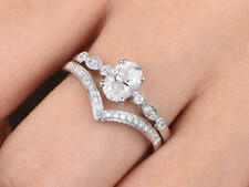 Conjunto de anel de noivado de casamento de diamante oval criado em laboratório 1,84 ct em ouro branco 14K  comprar usado  Enviando para Brazil