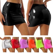 Mini-saia feminina sexy aparência molhada couro curto bodycon saias festa rave clubwear comprar usado  Enviando para Brazil