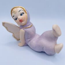 Vintage Pixie Elf Porcelain Purple Reclining Figurine Matte Finish Kissy Face for sale  Shipping to South Africa