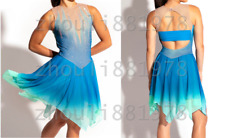 Vestido de patinaje figura para mujeres/niñas vestido de patinaje sobre hielo malla azul spandex segunda mano  Embacar hacia Argentina