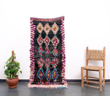 Używany, 3x6 Marokański ręcznie robiony vintage Boucherouite Bawełniany dywan obszar berberyjski dywan szmaragowy na sprzedaż  Wysyłka do Poland