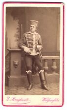 Fotografia E. Burghardt, Weißenfels, młody husar w mundurze z szablą i portem  na sprzedaż  Wysyłka do Poland