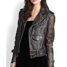 Used, Women LambSkin Soft Real Leather Jacket Motorcycle Black Slim Fit Biker Jacket for sale  Shipping to South Africa