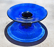 Plato de mesa decorativo de vidrio checo cobalto, 15" segunda mano  Embacar hacia Argentina