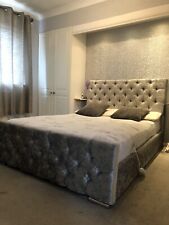 grey velvet bed frame for sale  SOUTHAMPTON