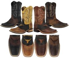 Botas de cowboy masculinas vestido ocidental design de touro couro genuíno biqueira quadrada botas comprar usado  Enviando para Brazil