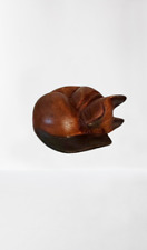 Vintage Handcarved Wooden Solid Curled Up Sleeping Siamese Cat Statue for sale  Shipping to South Africa