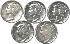 Used, High Grade - 5 Coin Mercury Silver Dime Lot 1940-1945 Collection *661 for sale  Frederick