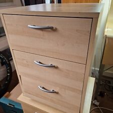 Used, Three Drawer Bedside Cabinet Chest Drawers Pine Effect Metal Handles Lamp Table for sale  Shipping to South Africa
