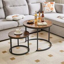 Set of 2 Coffee Tables Round Stacking Sofa Side Tables - Black / Rustic Brown for sale  Shipping to South Africa