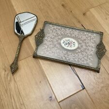 FILLIGREE WORK DRESSING TABLE SET. Possibly Brass. Table And Hand Mirror for sale  Shipping to South Africa
