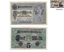 Usado, Billete alemán de cinco marcos emitido en 01.08.1917 V aunc segunda mano  Embacar hacia Argentina