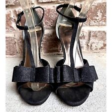 I Miller Black Stiletto High Heels 9M Black Bow Ankle Buckle Peep Toe Bride for sale  Shipping to South Africa