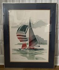 VINTAGE LARGE SAILING SCREEN PRINT EMBOSSED AREAS SIGNED FRAMED LONDON GALLERY for sale  Shipping to South Africa