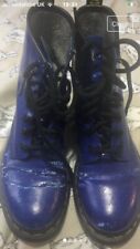 Dr marten Bright Blue Patent Distressed Condition 1460 Boots New Laces See Pics for sale  Shipping to South Africa
