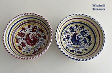 PAIR DERUTA ITALIAN POTTERY PASTA BOWLS RED & BLUE ROOSTER - GREAT CONDITION, used for sale  Shipping to South Africa
