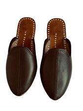 Tamancos masculinos de couro marrom mulas sapatos feitos à mão sandálias chinelos chinelos rasos comprar usado  Enviando para Brazil