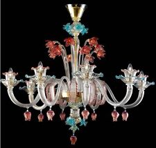 Lustre veneziano vidro de Murano genuíno feito à mão na Itália 8 luzes comprar usado  Enviando para Brazil