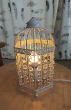 Cream Metal Acrylic Crystal Birdcage Table Lamp, used for sale  Shipping to South Africa