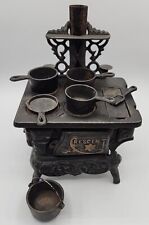 MINIATURE CAST-IRON STOVE Crescent Salesmans Sample Vtg Toy With Accessories  for sale  Shipping to South Africa