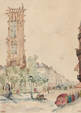 Vintage french watercolor d'occasion  Paris I