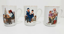 Norman Rockwell Museum Coffee Mug Tea Cups 1982 Gold Trim Set Of 3  Vintage for sale  Shipping to South Africa