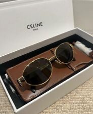 Óculos de sol oval monocromático CELINE. com uma moldura dourada comprar usado  Enviando para Brazil