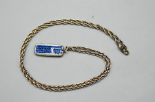 Pingente de barra azul e branco colar de corrente de corda prata esterlina 15,5" chinês asiático, usado comprar usado  Enviando para Brazil