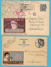 Belgien 2 Vitamine Illustrated Postal Karten 1942 Brussels, 1944 St Niklaas, usado comprar usado  Enviando para Brazil