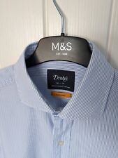 Drakes Blue Striped Poplin Cotton Shirt Size 15.5 39 Made In Somerset England for sale  Shipping to South Africa