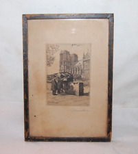 1921 Signed  ETCHING GEO GREMILLET LISTED ARTIST FRENCH NOTRE DAME CATHEDRAL for sale  Shipping to South Africa