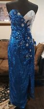 Vintage Alyce Designs **NEEDS REPAIRS** Blue, White&Silver Sequined Formal Dress for sale  Shipping to South Africa