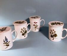 Conjunto de 4 xícaras de chá canecas com treinadores e tampas flores nomes latinos verde e branco Japão comprar usado  Enviando para Brazil