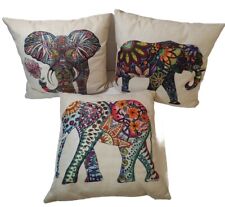 Juego de 3 almohadas decorativas para sofá cama boho de 15x15 con mandala elefante colorido segunda mano  Embacar hacia Argentina