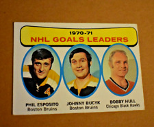 1971-72 Topps Hockey Card #1 NHL Goal Leaders Esposito, Bucyk, Hull 3 HOF 1 cartão comprar usado  Enviando para Brazil