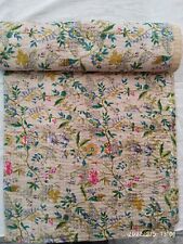 Colcha de algodón Kantha floral bloque de mano indio manta decorativa segunda mano  Embacar hacia Argentina