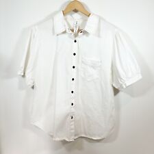 Camisa blanca con botones B para mujer talla XXL manga corta cuello bolsillo superior, usado segunda mano  Embacar hacia Argentina