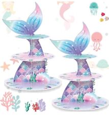 Two 3 Tier Mermaid Cupcake Cake Stand Party Supplies for sale  Shipping to South Africa