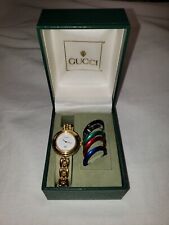 Gucci Watch, model 1100-L 1200, gold tone with 6 interchangeable bezels mint box for sale  Buffalo