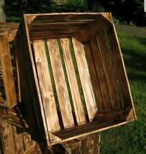 Used, BURNT WOOD VINTAGE STYLE WOODEN APPLE CRATE STORAGE BOX FRUIT CRATES DISPLAY for sale  Shipping to South Africa