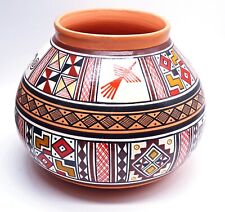 Large 14cm South American Clay Pot/Jar/Vase with Nazca Lines Design, Peru  for sale  Shipping to South Africa