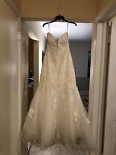 OLEG CASSINI lace applique mermaid strapless wedding dress Size 12 for sale  Shipping to South Africa
